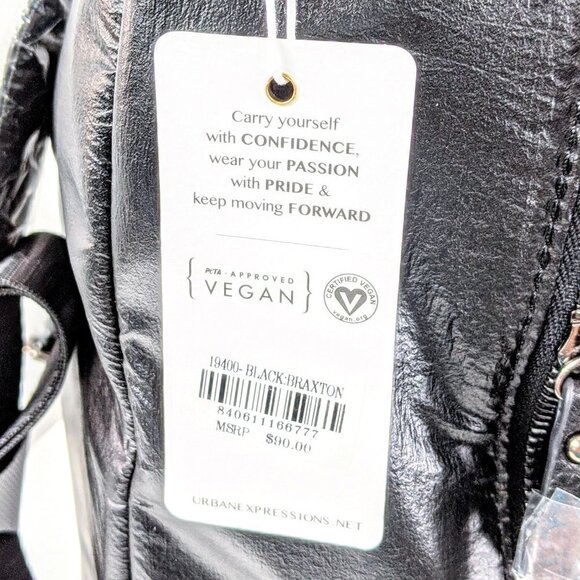 Urban Expressions Braxton High Shine Backpack - Black main image 5